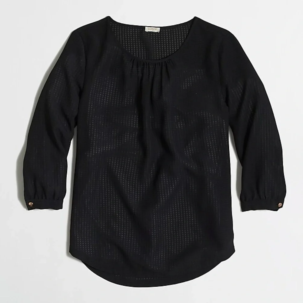 J Crew Black Textured Grid Top | XS‎